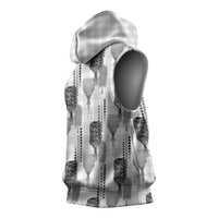 Aloha Hawaii Vintage Kahili Pa'a Lima Sleeveless Hoodie Palaka Print Hinahina