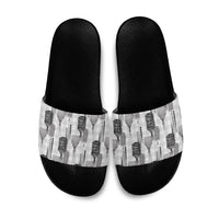 Aloha Hawaii Vintage Kahili Pa'a Lima Slide Sandals Palaka Print Hinahina