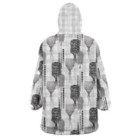Aloha Hawaii Vintage Kahili Pa'a Lima Wearable Blanket Hoodie Palaka Print Hinahina