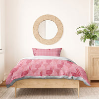Aloha Hawaii Vintage Kahili Pa'a Lima Bedding Set Palaka Print Berry Pink