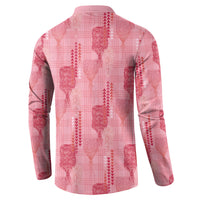Aloha Hawaii Vintage Kahili Pa'a Lima Button Sweatshirt Palaka Print Berry Pink