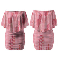 Aloha Hawaii Vintage Kahili Pa'a Lima Couples Matching Off Shoulder Short Dress and Long Sleeve Button Shirt Palaka Print Berry Pink