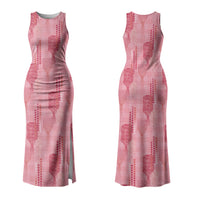 Aloha Hawaii Vintage Kahili Pa'a Lima Couples Matching Tank Maxi Dress and Hawaiian Shirt Palaka Print Berry Pink