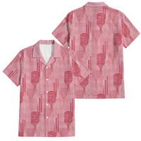 Aloha Hawaii Vintage Kahili Pa'a Lima Family Matching Long Sleeve Bodycon Dress and Hawaiian Shirt Palaka Print Berry Pink LT7 Dad's Shirt - Short Sleeve Pink - Polynesian Pride