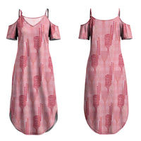 Aloha Hawaii Vintage Kahili Pa'a Lima Family Matching Summer Maxi Dress and Hawaiian Shirt Palaka Print Berry Pink LT7 Mom's Dress Pink - Polynesian Pride