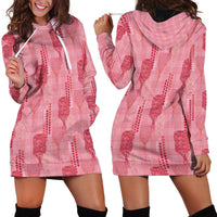 Aloha Hawaii Vintage Kahili Pa'a Lima Hoodie Dress Palaka Print Berry Pink