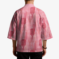 Aloha Hawaii Vintage Kahili Pa'a Lima Kimono Palaka Print Berry Pink