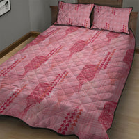 Aloha Hawaii Vintage Kahili Pa'a Lima Quilt Bed Set Palaka Print Berry Pink