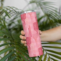 Aloha Hawaii Vintage Kahili Pa'a Lima Skinny Tumbler Palaka Print Berry Pink