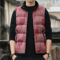 Aloha Hawaii Vintage Kahili Pa'a Lima Sleeveless Puffer Jacket Palaka Print Berry Pink