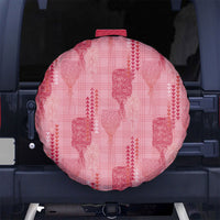 Aloha Hawaii Vintage Kahili Pa'a Lima Spare Tire Cover Palaka Print Berry Pink