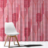 Aloha Hawaii Vintage Kahili Pa'a Lima Window Curtain Palaka Print Berry Pink