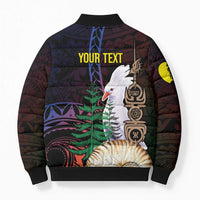 New Caledonia Kanaky Personalized Bomber Puffer Jacket Kagu Bird Emblem - Polynesian Pride