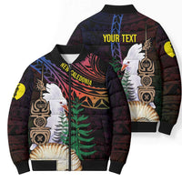 New Caledonia Kanaky Personalized Bomber Puffer Jacket Kagu Bird Emblem - Polynesian Pride