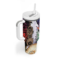 New Caledonia Kanaky Personalized Tumbler With Handle Kagu Bird Emblem - Polynesian Pride