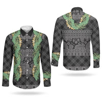 Hawai'i Paniolo Maile Twisted Lei Couples Matching Off Shoulder Maxi Dress and Long Sleeve Button Shirt Obsidian Black LT7 - Polynesian Pride