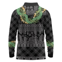 Hawai'i Paniolo Maile Twisted Lei Long Sleeve Polo Shirt Obsidian Black LT7 - Polynesian Pride