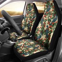 New Zealand Christmas Car Seat Cover Romantic Tui Birds on Pohutukawa - Ivory - Polynesian Pride