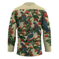 New Zealand Christmas Hockey Jersey Romantic Tui Birds on Pohutukawa - Ivory - Polynesian Pride