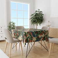 New Zealand Christmas Tablecloth Romantic Tui Birds on Pohutukawa - Ivory - Polynesian Pride