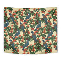 New Zealand Christmas Tapestry Romantic Tui Birds on Pohutukawa - Ivory - Polynesian Pride