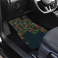 New Zealand Christmas Car Mats Romantic Tui Birds on Pohutukawa - Cobalt - Polynesian Pride