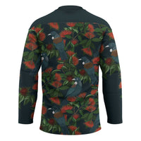 New Zealand Christmas Hockey Jersey Romantic Tui Birds on Pohutukawa - Cobalt - Polynesian Pride