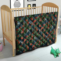 New Zealand Christmas Quilt Romantic Tui Birds on Pohutukawa - Cobalt - Polynesian Pride