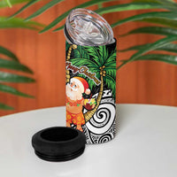 Polynesian 4 in 1 Can Cooler Tumbler Tropical Santa - Plumeria Black Vintage