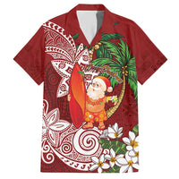 Polynesian Family Matching Short Sleeve Bodycon Dress and Hawaiian Shirt Tropical Santa - Plumeria Red Vintage LT7 Dad's Shirt - Short Sleeve Red - Polynesian Pride