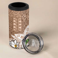 Polynesian 4 in 1 Can Cooler Tumbler Tropical Santa - Plumeria Beige Vintage