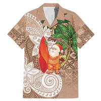 Polynesian Family Matching Mermaid Dress and Hawaiian Shirt Tropical Santa - Plumeria Beige Vintage LT7 Dad's Shirt - Short Sleeve Beige - Polynesian Pride