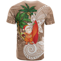 Polynesian T Shirt Tropical Santa - Plumeria Beige Vintage