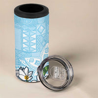Polynesian 4 in 1 Can Cooler Tumbler Tropical Santa - Plumeria Turquoise Vintage