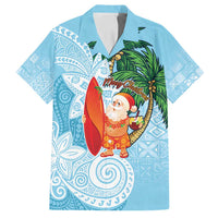 Polynesian Family Matching Puletasi and Hawaiian Shirt Tropical Santa - Plumeria Turquoise Vintage LT7 Dad's Shirt - Short Sleeve Turquoise - Polynesian Pride