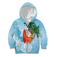 Polynesian Kid Hoodie Tropical Santa - Plumeria Turquoise Vintage