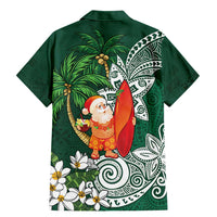 Polynesian Family Matching Mermaid Dress and Hawaiian Shirt Tropical Santa - Plumeria Green Vintage LT7 - Polynesian Pride