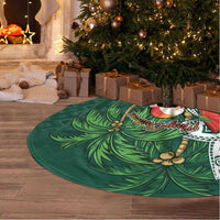 Polynesian Tree Skirt Tropical Santa - Plumeria Green Vintage