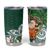 Polynesian Tumbler Cup Tropical Santa - Plumeria Green Vintage