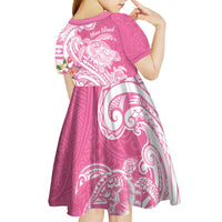 Aloha Maui Island Personalized Kid Short Sleeve Dress Rose Dreamy Turtle