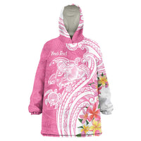 Aloha Maui Island Personalized Wearable Blanket Hoodie Rose Dreamy Turtle