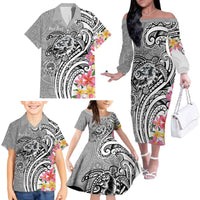 Aloha Kahoolawe Island Personalized Family Matching Off The Shoulder Long Sleeve Dress and Hawaiian Shirt Ashen Dreamy Turtle LT7 - Polynesian Pride