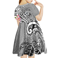 Aloha Kahoolawe Island Personalized Kid Short Sleeve Dress Ashen Dreamy Turtle