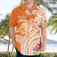 Aloha Lanai Island Personalized Hawaiian Shirt Orange Dreamy Turtle