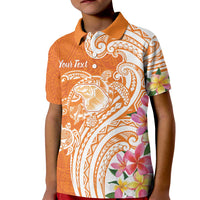 Aloha Lanai Island Personalized Kid Polo Shirt Orange Dreamy Turtle