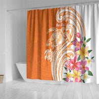 Aloha Lanai Island Personalized Shower Curtain Orange Dreamy Turtle