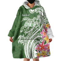 Aloha Molokai Island Personalized Wearable Blanket Hoodie Sage Dreamy Turtle
