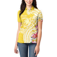 Aloha Oahu Island Personalized Women Polo Shirt Yellow Dreamy Turtle