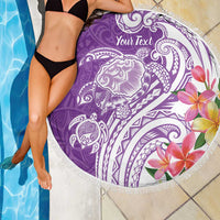 Aloha Kauai Island Personalized Beach Blanket Lilac Dreamy Turtle