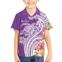 Aloha Kauai Island Personalized Family Matching Long Sleeve Bodycon Dress and Hawaiian Shirt Lilac Dreamy Turtle LT7 Son's Shirt Lilac - Polynesian Pride